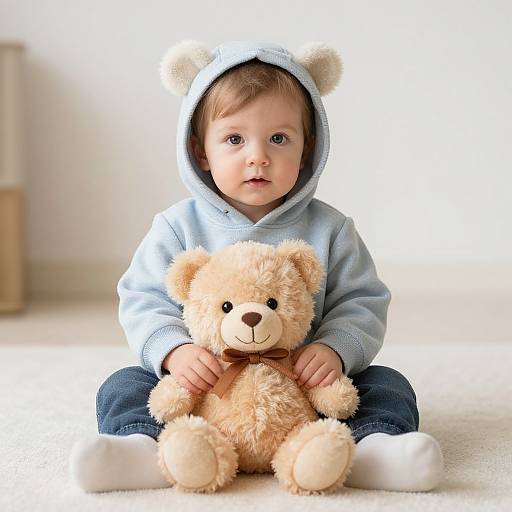 Toddler in Teddy Bear Hoodie