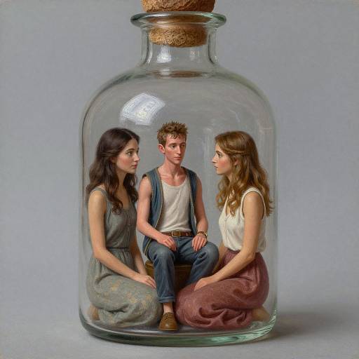 Realistic Tiny Genie in Glass Bottle