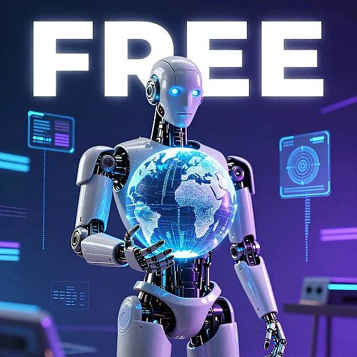 Sleek Humanoid Robot AI Cover Design