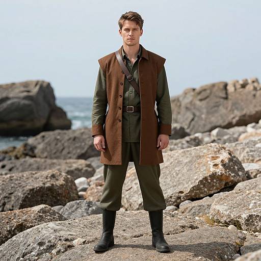 Floki on Rocky Beach in Brown and Green