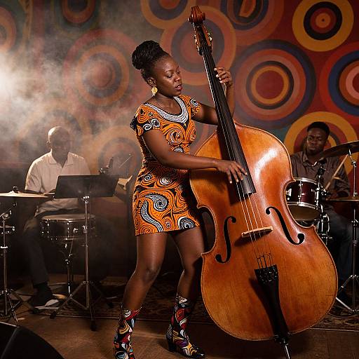 Dynamic Jazz Bassist in Vibrant Club