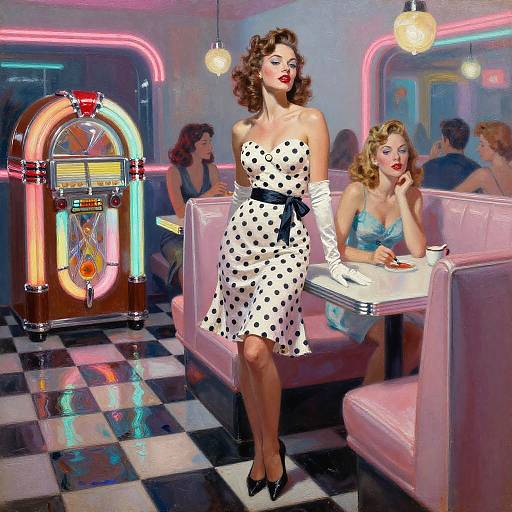 1950s Retro Pin-Up Diner Scene