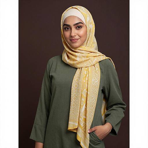 Portrait of Woman in Patterned Hijab