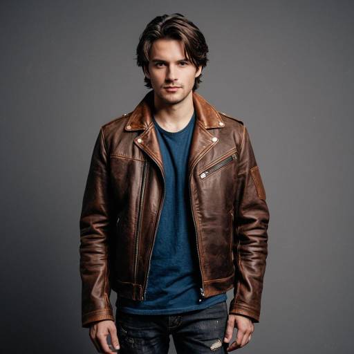 Young Man in Brown Leather Jacket