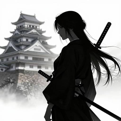 Silhouetted Japanese Female Assassin