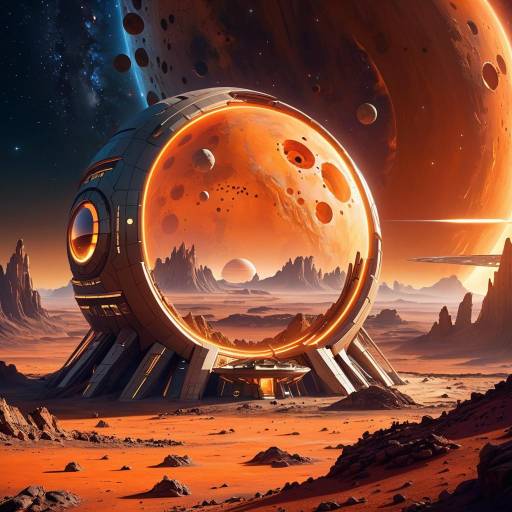 Futuristic Circular Space Habitat on Rocky Planet