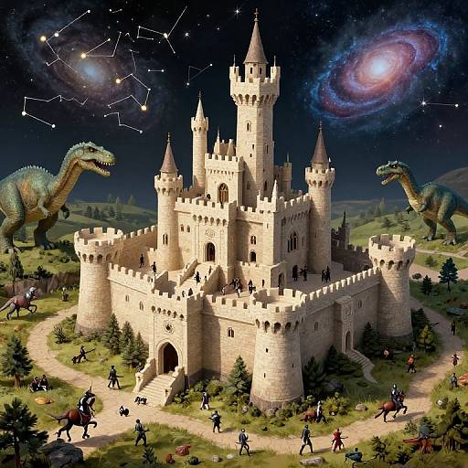 Timeless Castle with Knights and Dinosaurs
