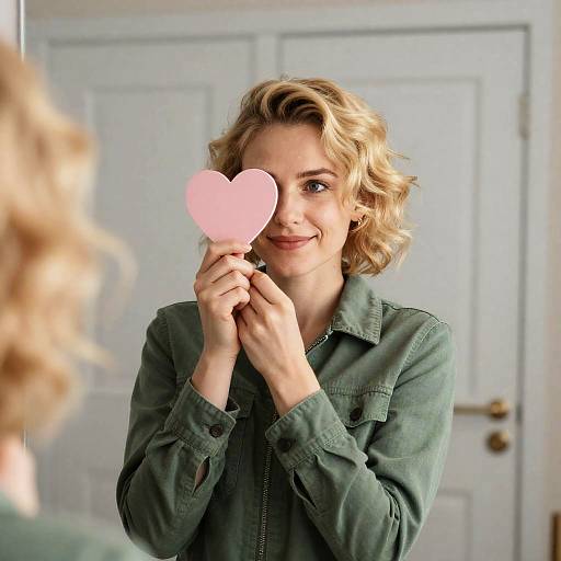 Blonde Woman with Heart-Shaped Object