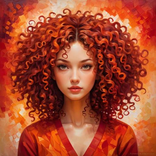 Portrait of a Woman with Curly Red Hair