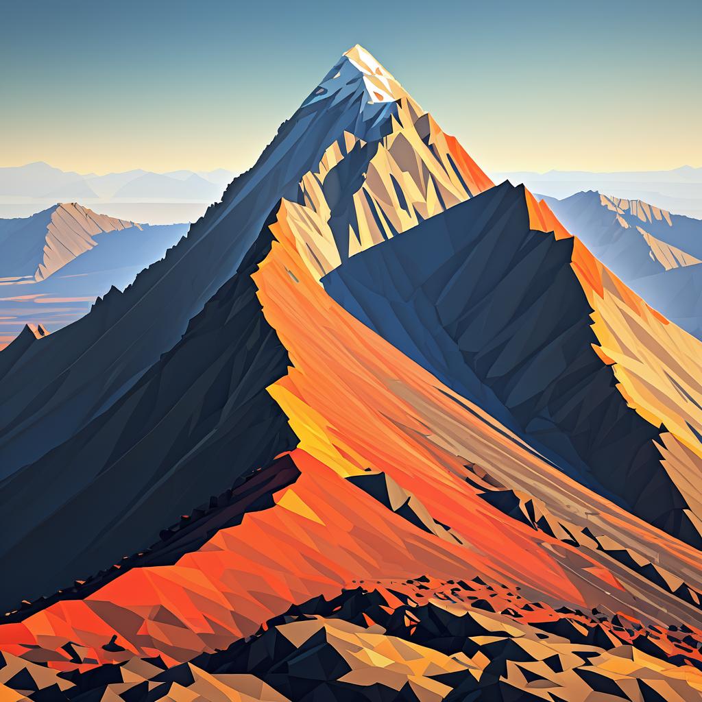 Geometric Volcanic Summit in Bright Sunlight