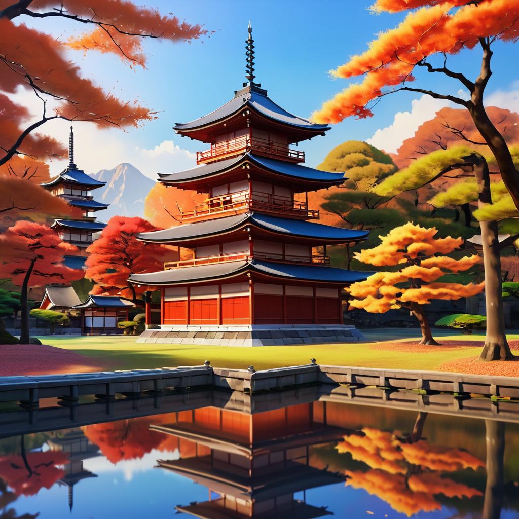 Vibrant Autumn at an Ancient Temple