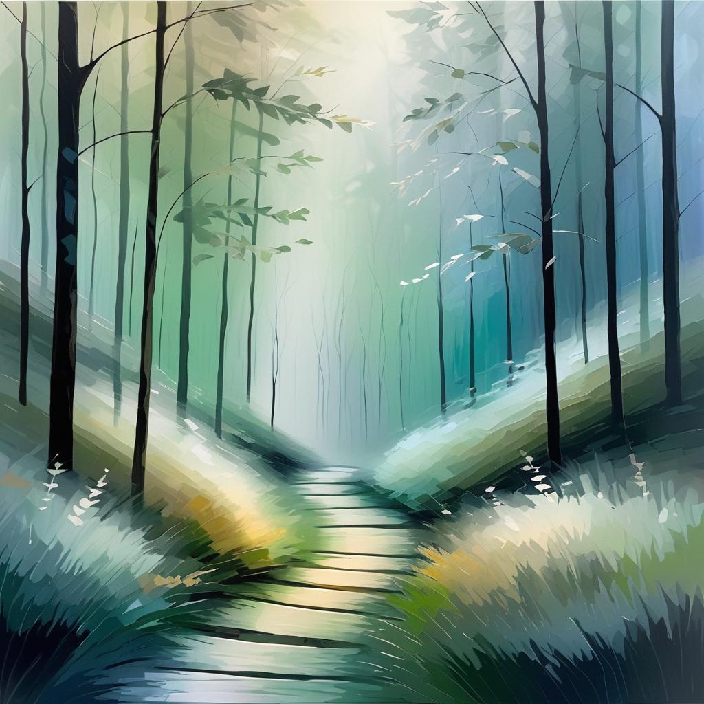 Tranquil Forest Path in Abstract Art