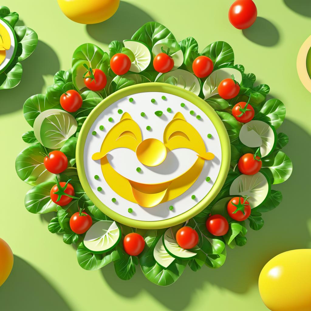 Vibrant Salad with Cheerful Face Design