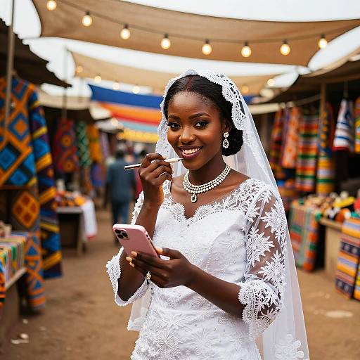 Vivacious West African Bride in Market