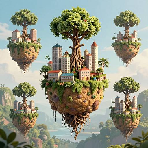 Floating Cities in Giant Fruit Trees