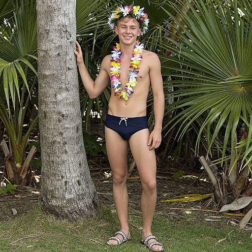 Realistic Luau Attire Male Portrait