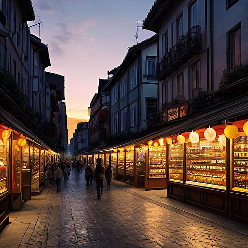 Enchanting Sunset Lanterns in City Square