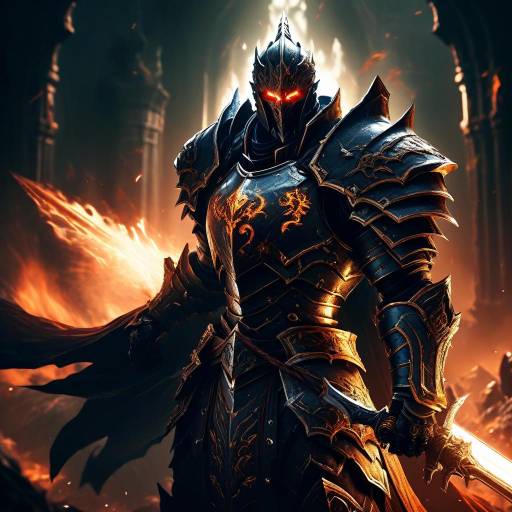 Flaming Dark Knight in Ornate Armor
