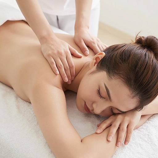Woman Receiving Upper Back Massage