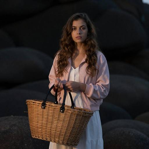 Young Woman in Dramatic Rocky Landscape