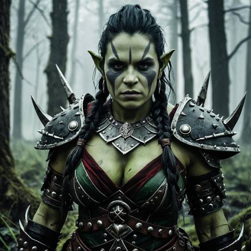 Fierce Female Orc Warrior in Spiked Armor