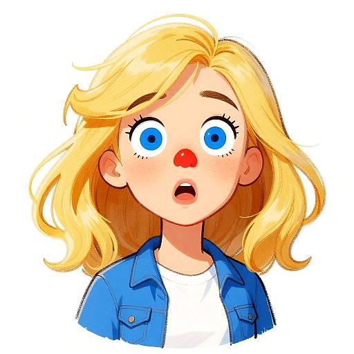 Exaggerated Cartoon Woman Surprised