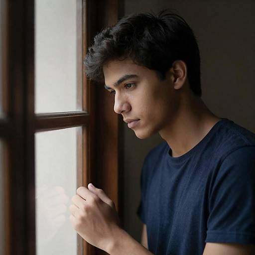 Moody Sunlit Window Portrait of Man