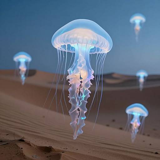 Giant Jellyfish Over Desert Dunes