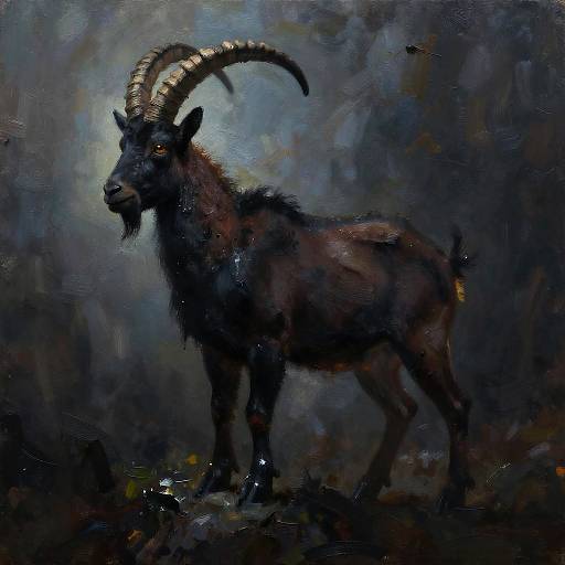 Painterly Silhouette of Agile Mountain Goat