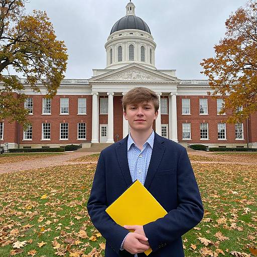 Young Man by Neoclassical Building