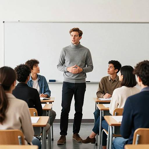 Instructor Leading Diverse Classroom Discussion