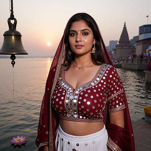 Serene Woman in Traditional Indian Dress