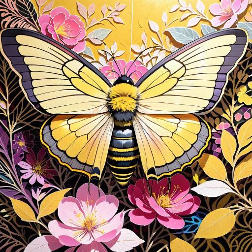 Vibrant Bumblebee Amidst Pink Blooms Vibrant Bumblebee Amidst Pink Blooms