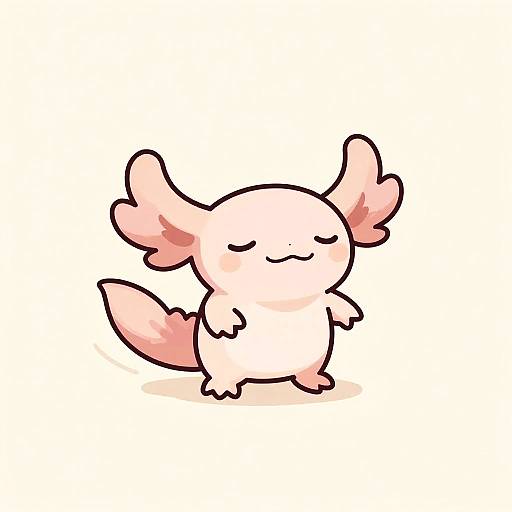 Whimsical Baby Axolotl Collage Illustration