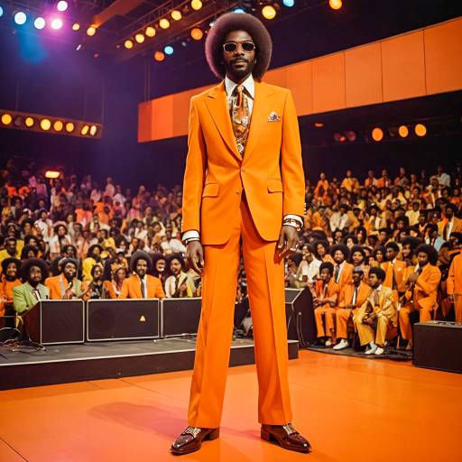 Funk Artist in 70s Orange Suit on Stage