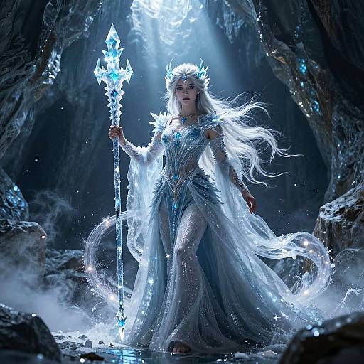 Ice Elemental Sorceress on Glacier