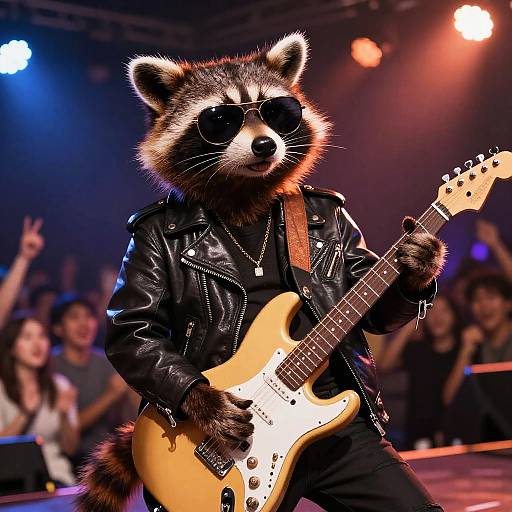Rockstar Raccoon on Concert Stage