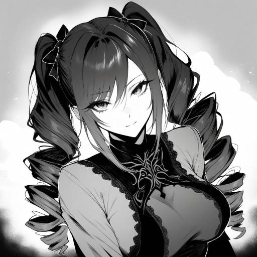 Monochrome Kanazaki Ranko with Twintails