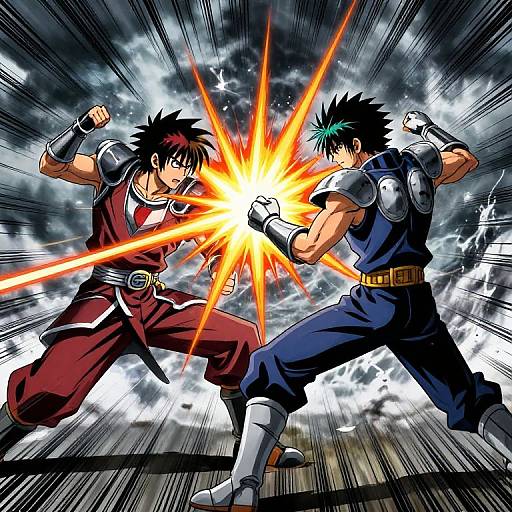 Epic Anime Warrior Battle Scene