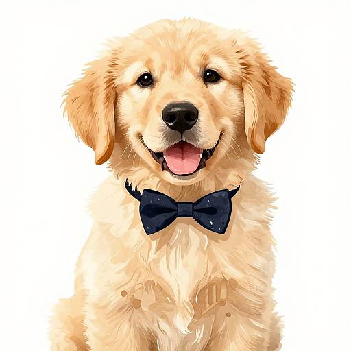 Golden Retriever Puppy with Bow Tie