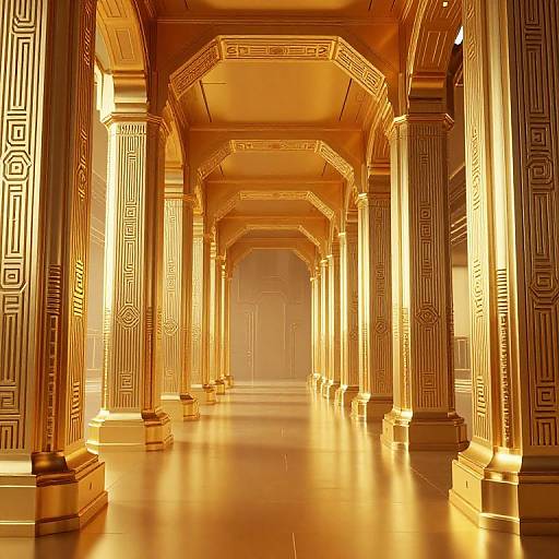Golden 3D Cyberpunk Corridor