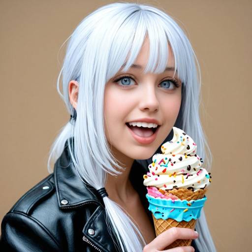 Vibrant Biker with Ice Cream Delight Vibrant Biker with Ice Cream Delight
