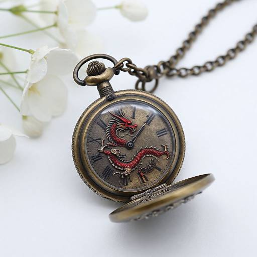 Steampunk Bronze Pocket Watch with Dragon