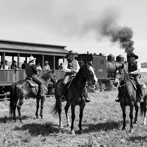 Classic Western Scene in Black and White