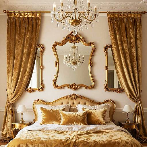 Opulent Gold-Themed Baroque Bedroom