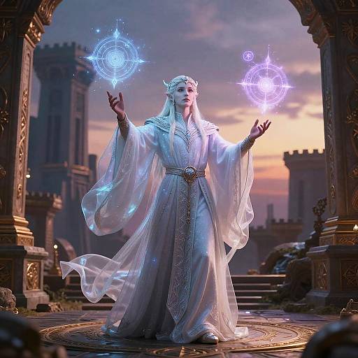 Elven Mage Casting Spells Scene