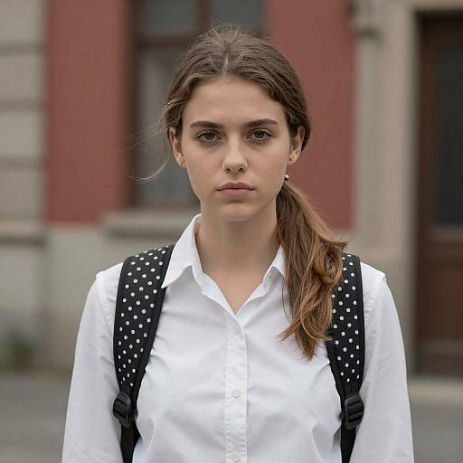 Young Woman with Polka Dot Backpack