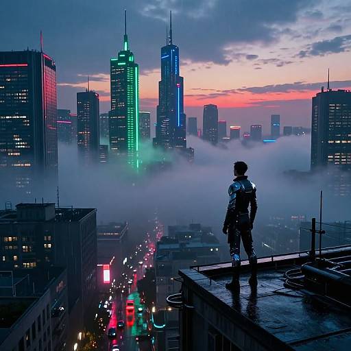 Futuristic Cyberpunk Metropolis at Twilight