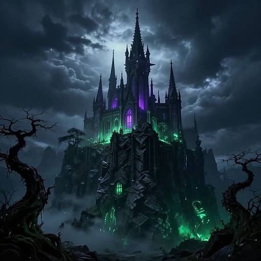 Dark Fantasy Castle on Jagged Cliff