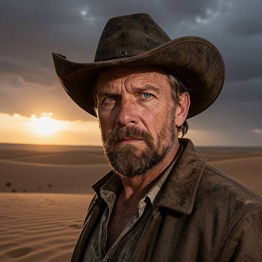 Charismatic Nordic Man in Desert Storm